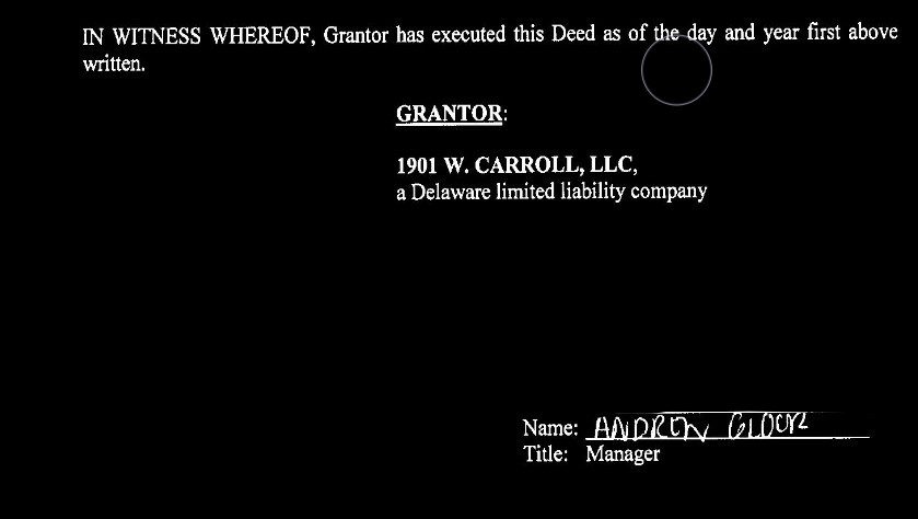 Grantor letter in black color background